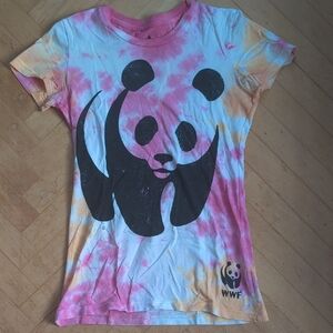 World Wildlife Fund Tie-Dye Panda Shirt - Pink and Orange Size S
